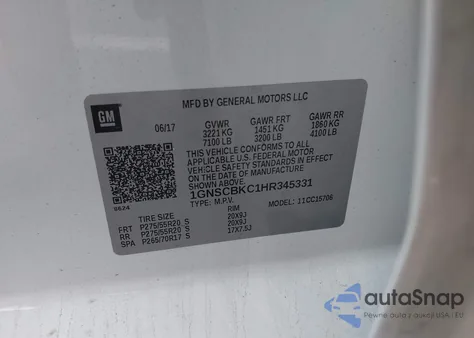 2017 Chevrolet Tahoe Lt from USA, damaged, VIN 1GNSCBKC1HR345331